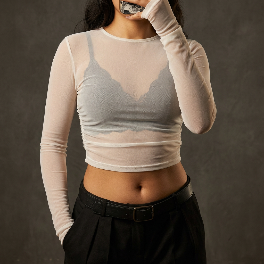 MESH CAMEL FRUNCIDO + BRALETE