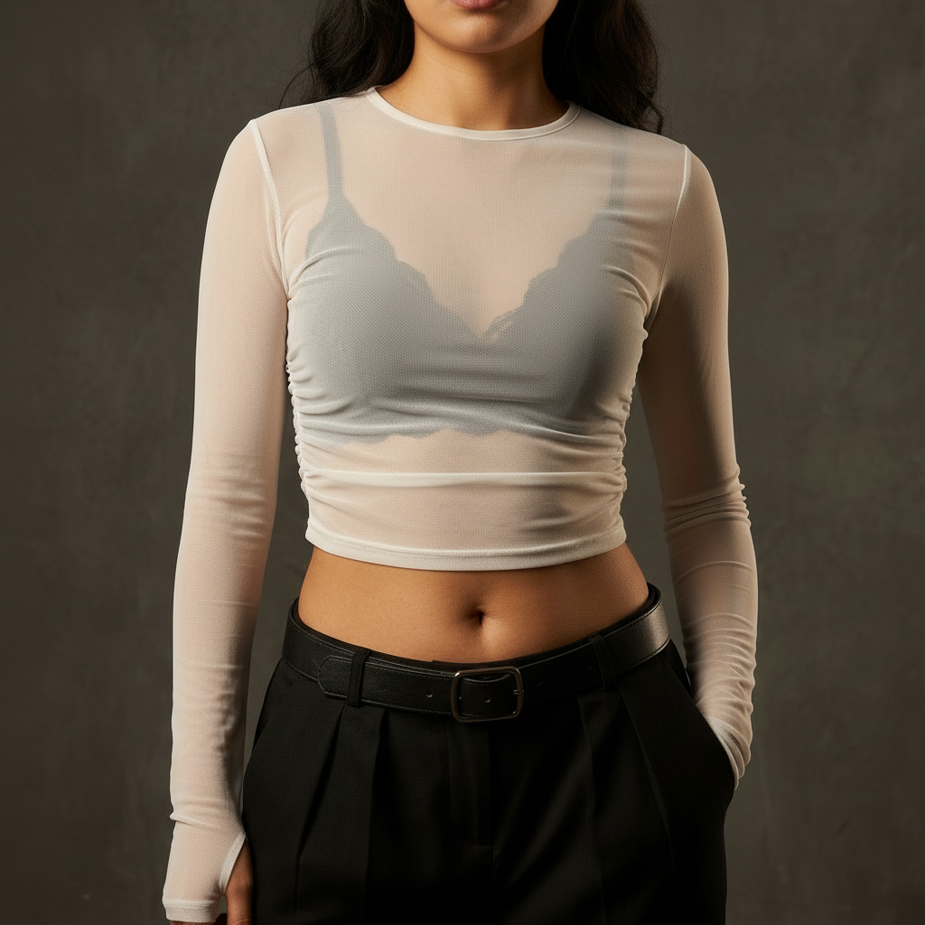 MESH CAMEL FRUNCIDO + BRALETE