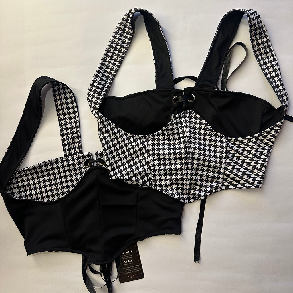 CORSET DUAL HOUNDSTOOTH